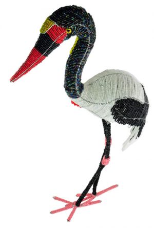beaded stork figurine