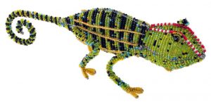 beaded chameleon figurine