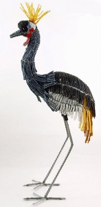 beaded crane figurine