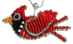 beaded cardinal key chain