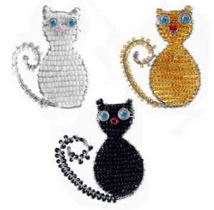 beaded cat key chain, cat keyring