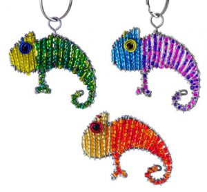 beaded chameleon key chain, chameleon keyring