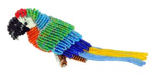 mini beaded macaw figurine, mini beaded parrot figurine