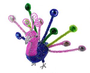 mini beaded peacock