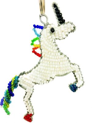 beaded unicorn key chain, beaded unicorn keychain, beaded unicorn keyring