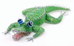 beaded alligator figurine; beaded crocodile figurine