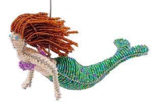 beaded mermaid; mermaid figurine