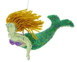 beaded mermaid; mermaid figurine