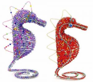 Mini beaded seahorse figurine