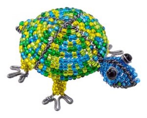 mini beaded turtle figurine, beaded tortoise figurine