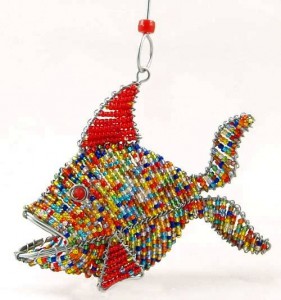 beaded fish figurine