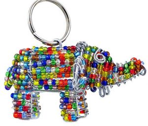 beaded elephant key chain, elephant keyring
