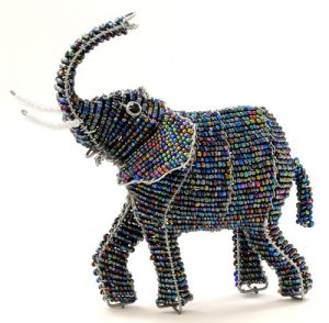 beaded African elephant figurine