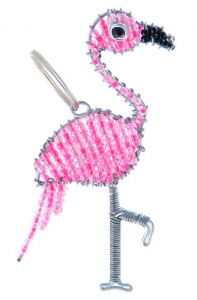 beaded flamingo key chain