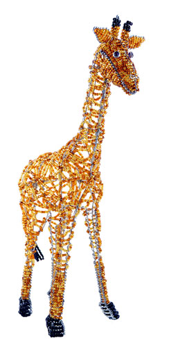 beaded giraffe figurine, African beaded giraffe