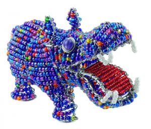 mini beaded hippo figurine