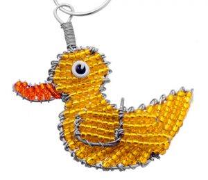 beaded duck key chain, duck keyring