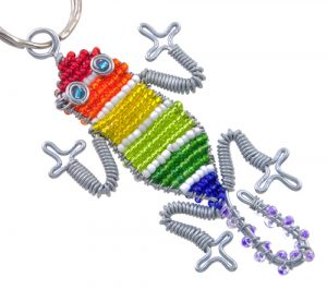 beaded lizard keychain, lizard keyring