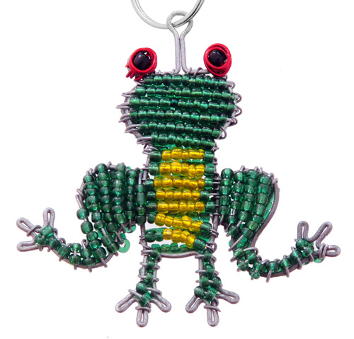 beaded frog key chain, frog keyring