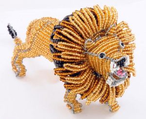 beaded lion figurine