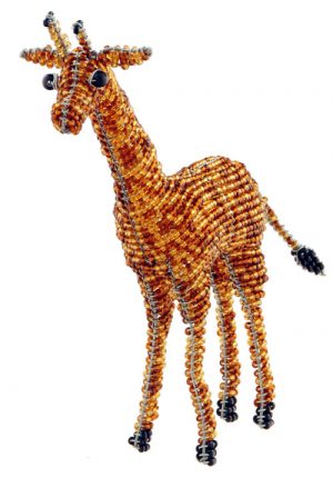 mini beaded giraffe figurine, African beaded giraffe