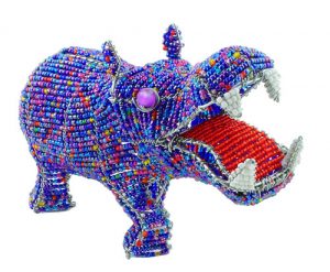 beaded hippo figurine; hippopotamus figurine