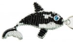 beaded orca key chain, beaded killer whale key chain, orca keyring, killer whale keyring