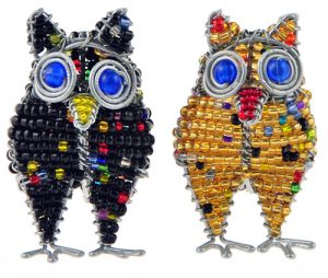 beaded owl key chain, pwl keyring