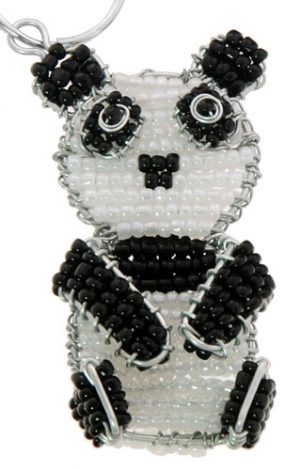 beaded panda key chain, panda keyring