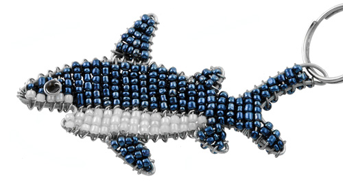 beaded shark key chain, shark keyring