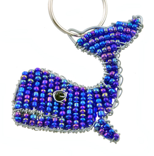 beaded whale key chain, whale keyring