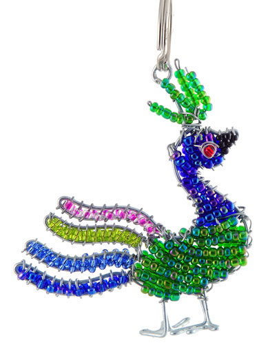 beaded peacock key chain, peacock keyring