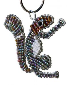 beaded squirrel key chain, beaded squirrel keyring