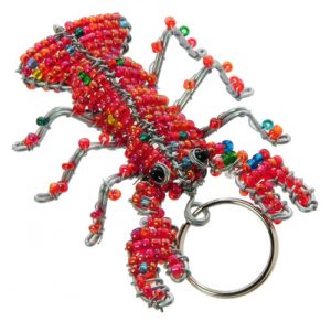 beaded lobster, beaded lobster key chain, lobster key chain, lobster keychain, lobster keyring