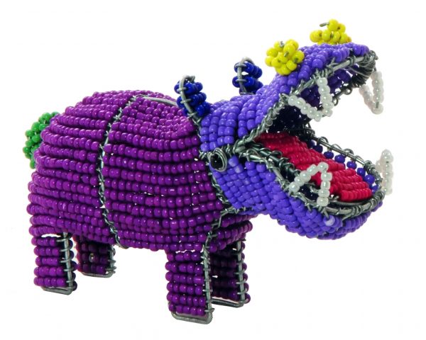 beaded hippo, beaded hippopotamus