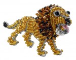 beaded lion, beaded lion figurine