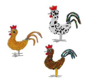 beaded rooster, rooster figurine