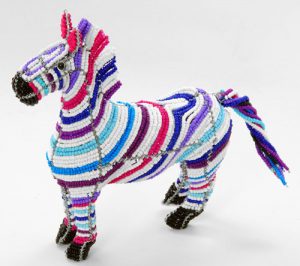 beaded zebra, beaded zebra figurine