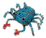 beaded crab, blue crab figurine, beaded crab figurine