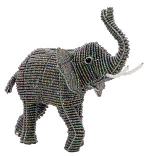 beaded elephant, beaded elephant figurine, African elephant figurine