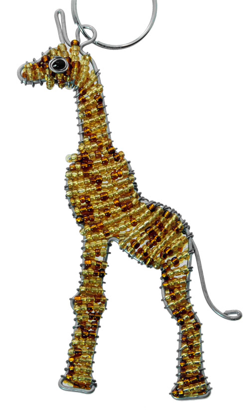 beaded giraffe key chain, giraffe keyring
