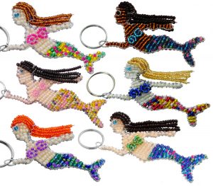 beaded mermaid key chain, mermaid key chain, mermaid keychain, mermaid keyring, mermaid key holder