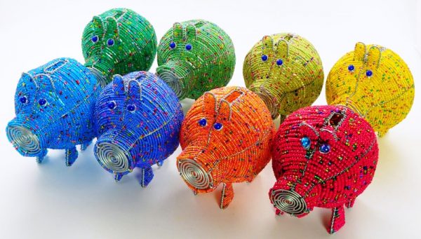 beaded piggy bank