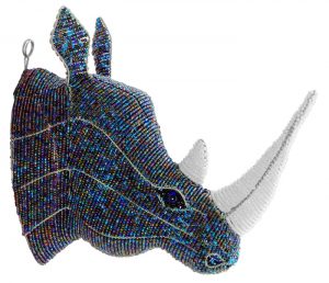 beaded rhino trophy head