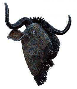 beaded wildebeest trophy head