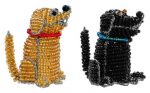 beaded dog, dog figurine, puppy figurine