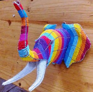 beaded elephant trophy head