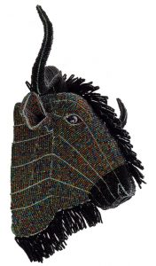 beaded wildebeest trophy head