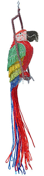 beaded macaw, red macaw figurine