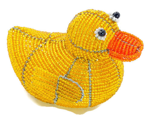 rubber duck figurine, beaded duck